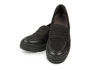 black leather shoes isolated