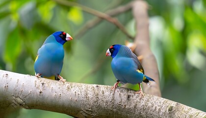Captivating close-up and wide angle of two Gouldian finches