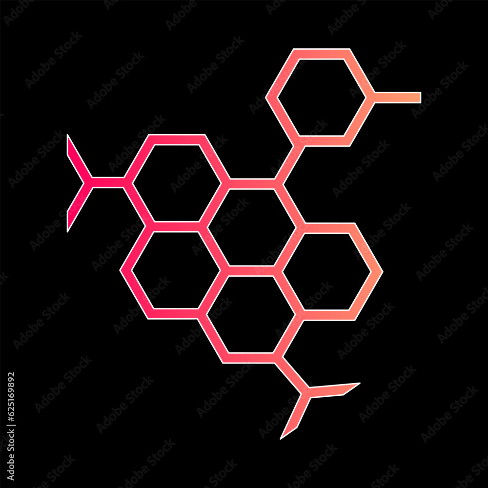 Aufkleber gradient hexagon molecule badge design. biology and chemistry hexagonal molecular formula. pink and 