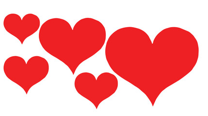red hearts on white