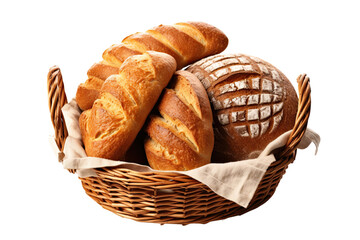 breads in a basket illustration,transparent background, PNG.
