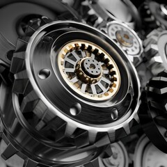 Metalic Gears Set 3d render