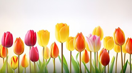 Vibrant tulips photo realistic illustration - Generative AI.