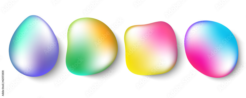 Poster Set of gradient vibrant color abstract shapes for creative graphic design. Vector illustration.	