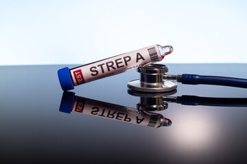 Obraz premium Blood collection tubes Group A Streptococcus(strep A or GAS) test positive results,medical concept