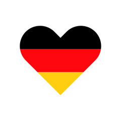 German Flag in heart  shape vector illustration on white background.