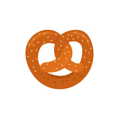 Flat Bavarian pretzel vector illustration on white background