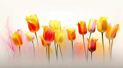 Vibrant tulips photo realistic illustration - Generative AI.