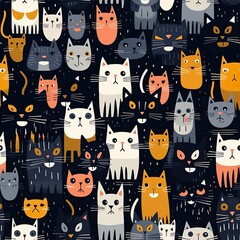cats seamless pattern in style of comic