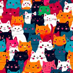 cats seamless pattern in style of comic
