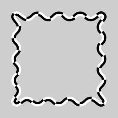 Black and white checkered wavy square frame. Vector illustration.