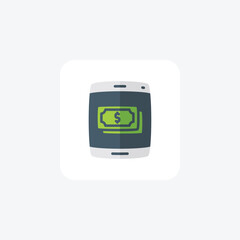 Fototapeta premium Mobile Dollar Bills Flat Icon