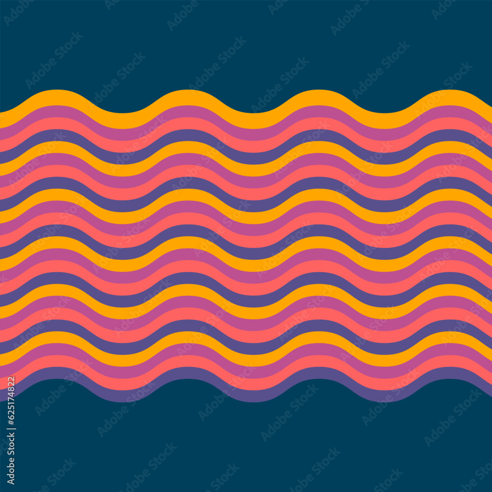 Poster retro colorful wavy line pattern vector design