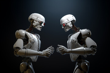 Naklejka premium Two Androids in Angry Conflict