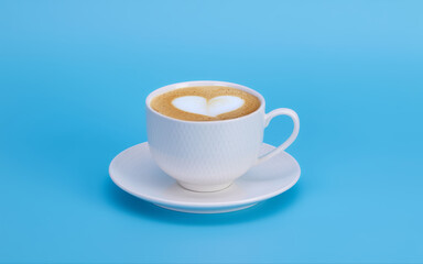 Photo of coffee cup. Aromatic coffee. drawing on coffee