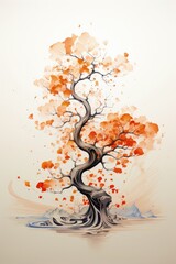 Simplicity and Expression Minimalistic Abstract Tree Drawings - ai generate