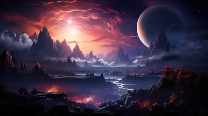 Fantasy background A night in a great kingdom