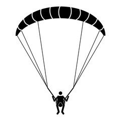 silhouette icon of a person doing paragliding