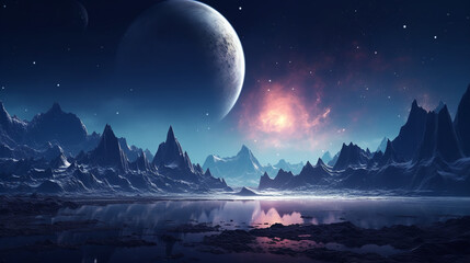 fantastic space sky, planets, unearthly landscape