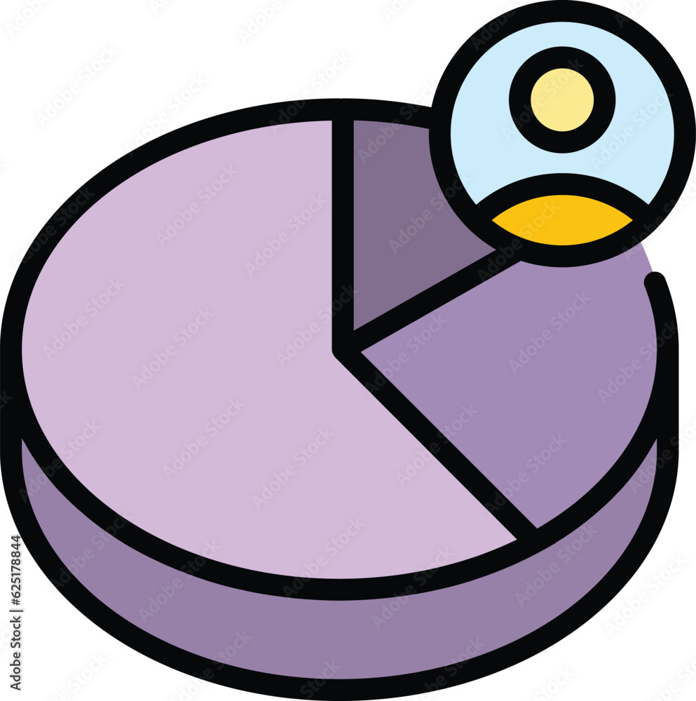 Poster management pie chart icon outline vector. circle graph. circular percent color flat