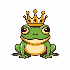 Fototapeta premium Green frog with a crown