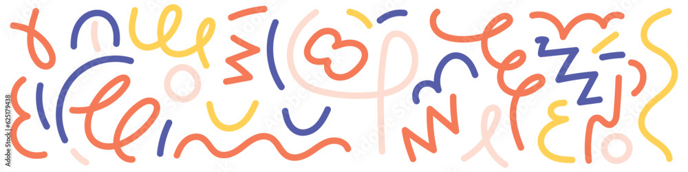 Poster squiggle pattern memphis. abstract line and shapes. fun and colorful children's party pattern. isola