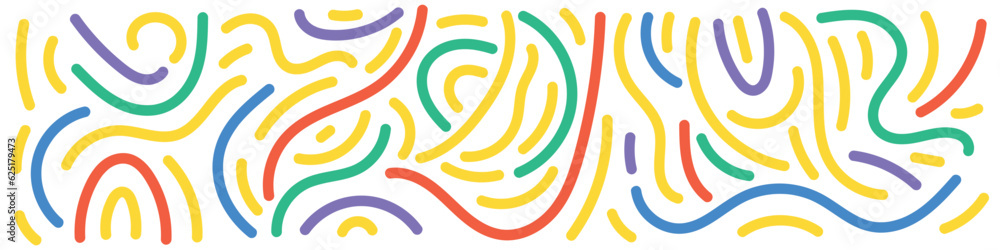 Poster squiggle pattern memphis. abstract line and shapes. fun and colorful children's party pattern. isola