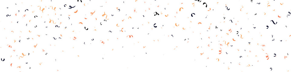 Fototapeta na wymiar Halloween, birthday and graduation decorations with confetti and ribbons. Black, orange, white and purple. Isolated vector illustrations on white background.