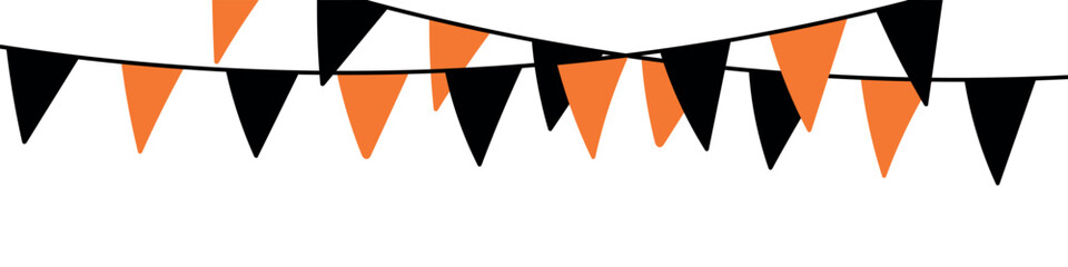 Pennant Garland for Halloween. Helloween bunting party. Carnival banner chain for a festive atmosphere. Isolated vector illustrations on a white background.