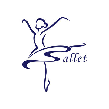 illustration of a logo depicting a ballet person, as well as a skirt forming the letter "B"