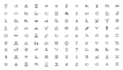 Agriculture icon set. Ecology line icons set.