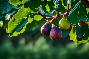 A fig tree with luscious figs hanging from its branches - AI Generative - Powered by Adobe
