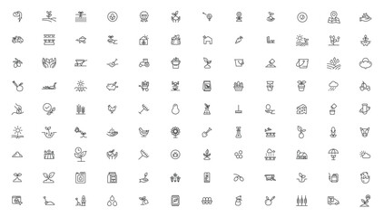 Agriculture icon set. Ecology line icons set.