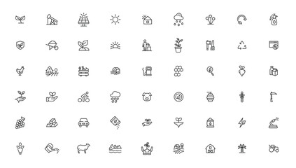 Agriculture icon set. Ecology line icons set.