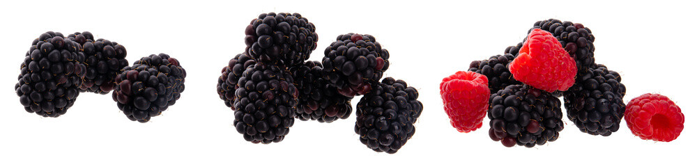 raspberries and blackberries isolated on transparent background png. 