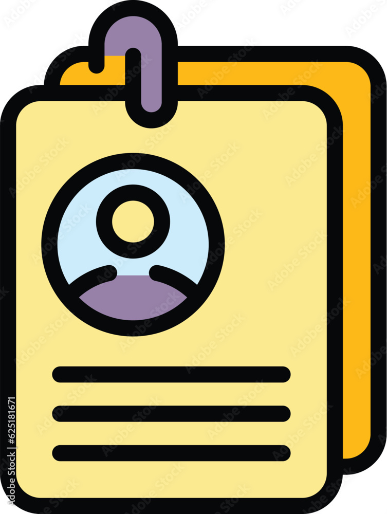 Poster cv paper icon outline vector. office contract. human document color flat