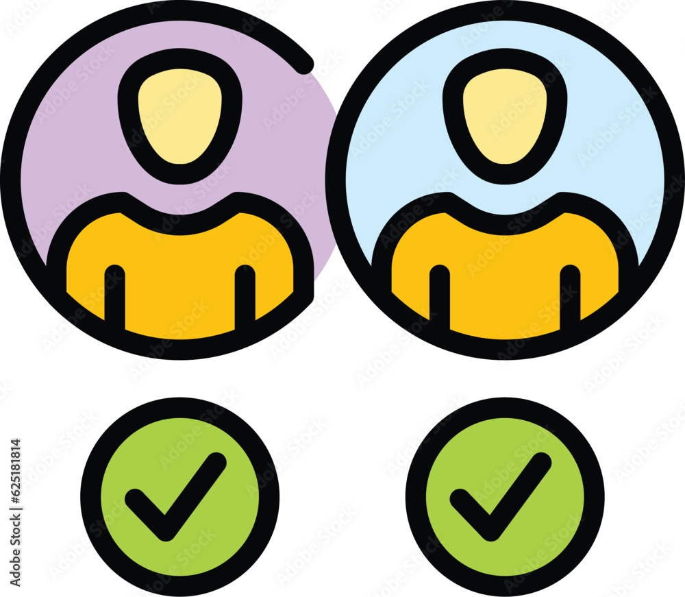 Poster web manager avatar icon outline vector. people profile. character person color flat