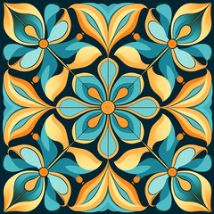 Fototapeta na wymiar Geometric pattern with the floral pattern tile flower reading flower pattern design with generative AI technology