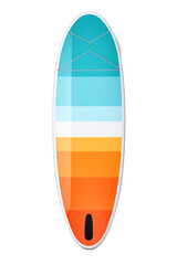 Colorful paddle board isolated on transparent background (PNG)