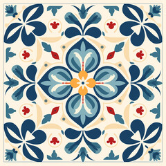 Fototapeta na wymiar Geometric pattern with the floral pattern tile flower reading flower pattern design with generative AI technology