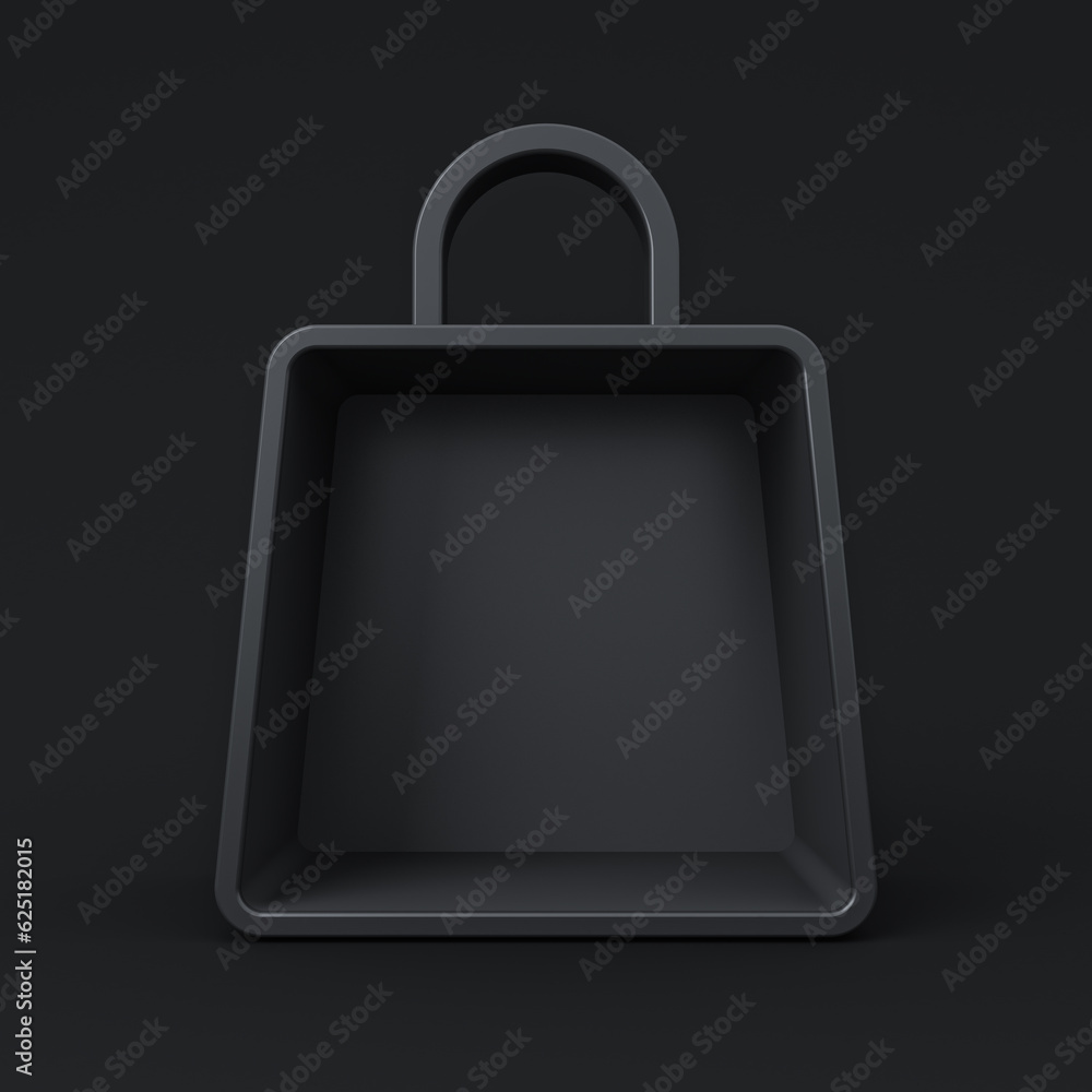 Aufkleber blank black shopping bag display showcase or product mock up stand isolated on dark background minim