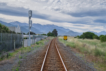 Train Track beside the sea in New Zealand