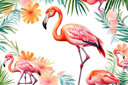 A flamingo, detailed watercolor, full body, in the art style of Art-Tech book illustration - AI Generative © Being Imaginative