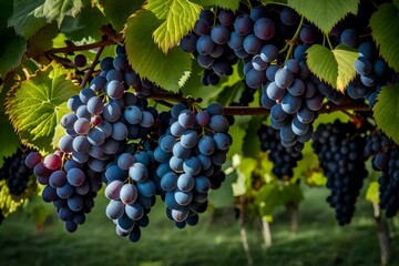 A grapevine heavy with clusters of juicy grapes - AI Generative
