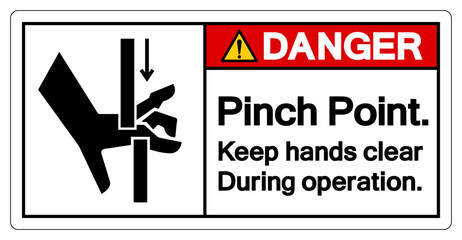 Danger Pinch Point Kepp Hands Clear During Operation Symbol Sign, Vector Illustration, Isolate On White Background Label .EPS10