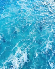 Obraz premium There are splashing waves in the ocean seen from above. (Generative AI)