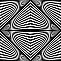 Vector illustration of optical illusion background. Abstract 3d square waves background. Black and White Hypnotic Background.