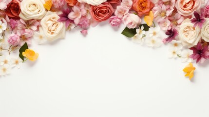 Flowers in white background template, AI generated Image