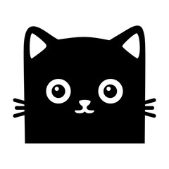 Black cat cube head face cartoon vector illustration