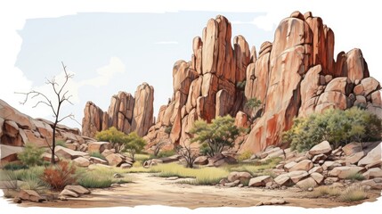 The ground features a sizable rock formation in a rocky area. (Generative AI)